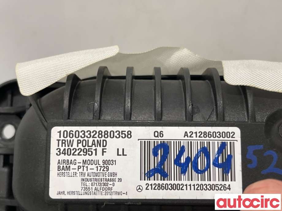 Airbag passasjer til Mercedes E-Klasse 2009-2013 (Fase 1) (W212) (W212) (MERCEDES|A2128603002|34022951F)