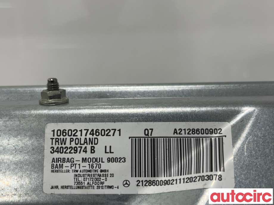 Airbag kne til Mercedes E-Klasse 2009-2013 (Fase 1) (W212) (W212) (MERCEDES|A2128600902|34022974B)