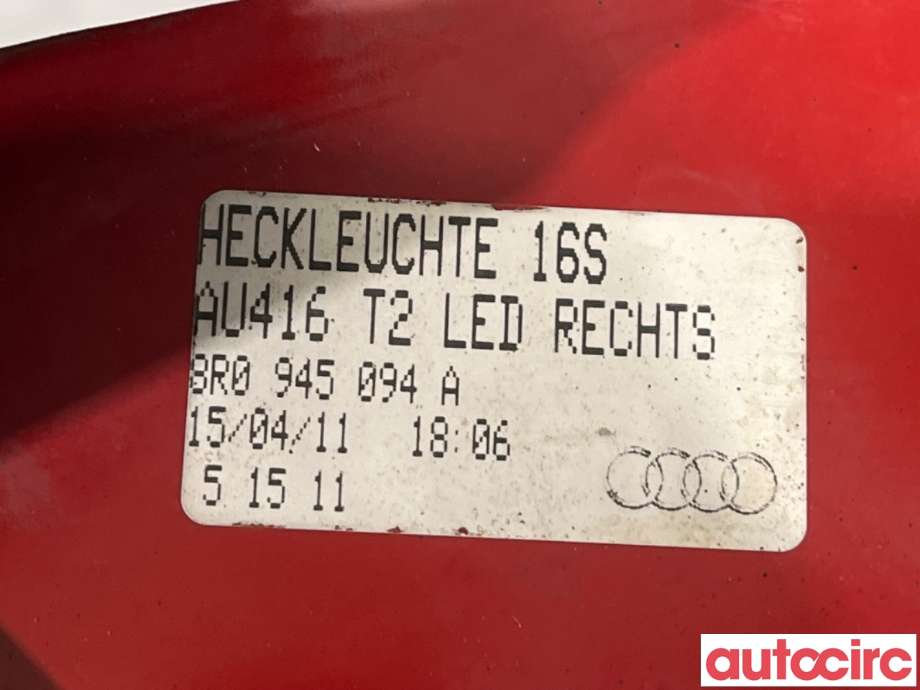 Baklykt høyre til Audi Q5 2008-2012 (Type I, Fase 1)  (AUDI|8R0052102B||8R0945094A)
