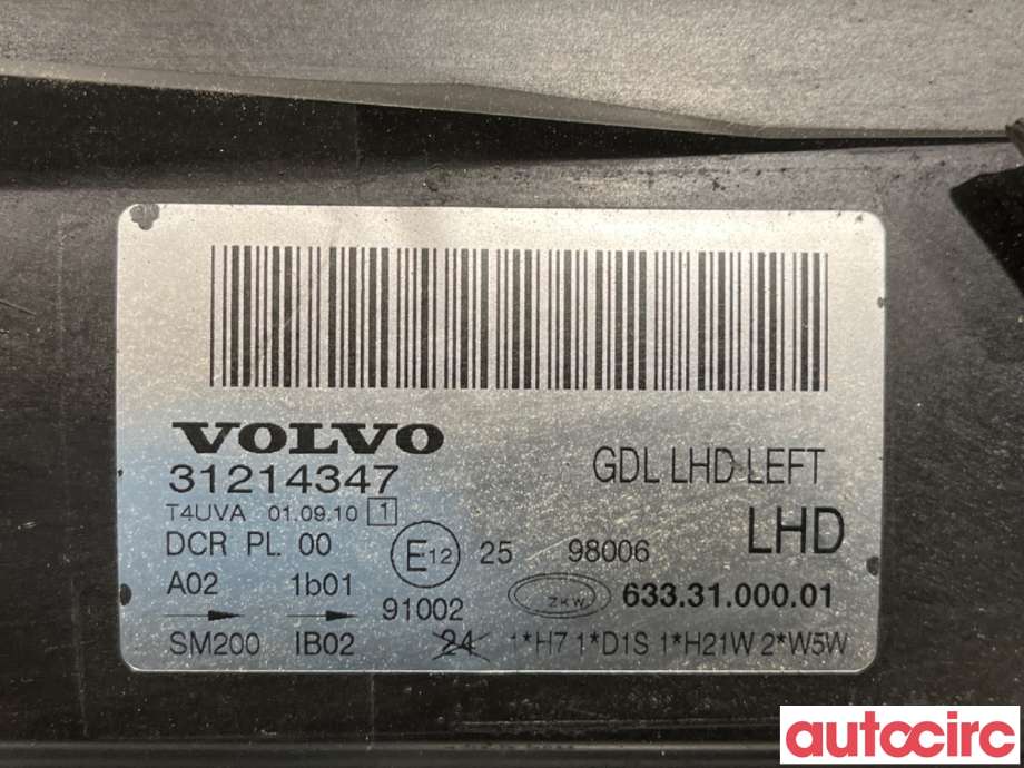 Frontlykt venstre xenon til Volvo S80 2006-2013 (Type II, Fase 1)  (VOLVO|31214319||31214347)