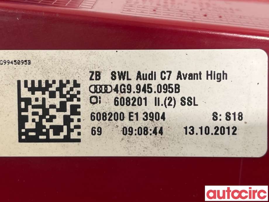 Baklykt venstre til Audi A6, Allroad 2012-2014 (Type III, Fase 1) (C7) (C7) (AUDI|4G9945095B|)