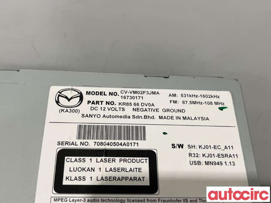 Bilstereo navigasjon til Mazda CX-5 2012-2017 (Type I)  (MAZDA|KR85-66-DV0B|CV-VM02F3JMA|KR8566DV0A)