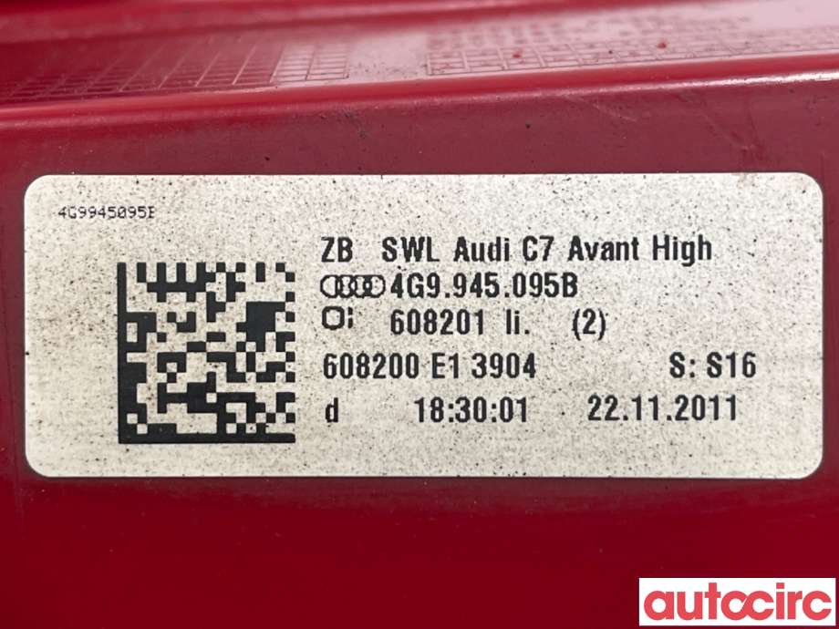 Baklykt venstre til Audi A6 2011-2014 (Type IV, Fase 1) (C7) (C7) (AUDI|4G9945095B|)