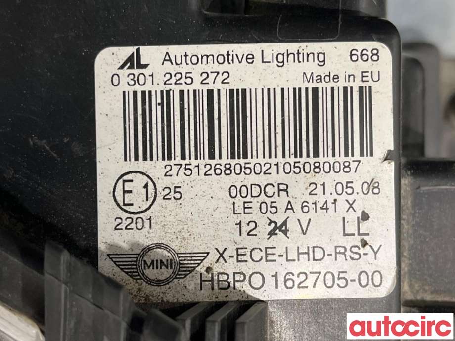 Frontlykt høyre xenon til Mini One/Cooper 2007-2014 (R55-57) (R55-57) (MINI|63127269982|)