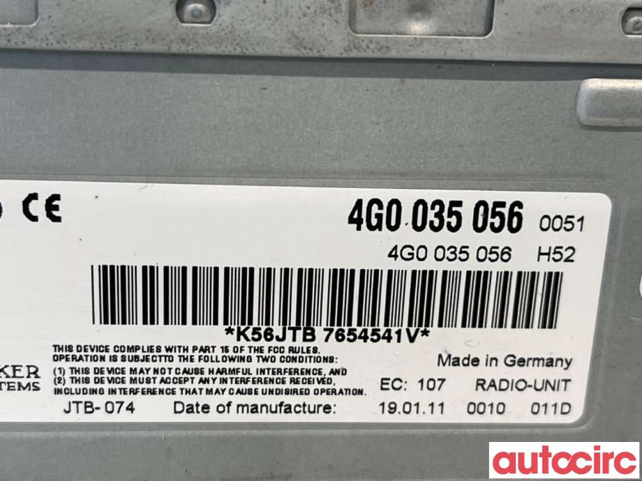 Bilstereo til Audi A5 2007-2016 (Type I)  (AUDI|4G0035056|4G0035056X|)