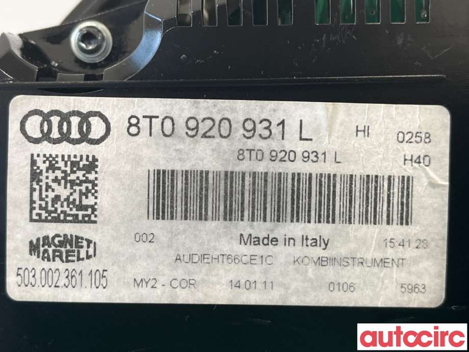 Instrumentpanel til Audi A5 2007-2016 (Type I)  (AUDI|8T0920931L|)