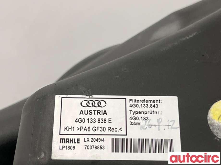 Luftfilterboks til Audi A6, Allroad 2012-2014 (Type III, Fase 1) (C7) (C7) (AUDI|4G0133838E|)
