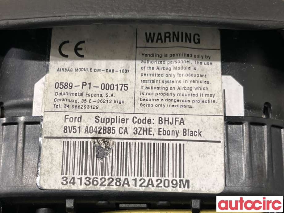 Airbag rattpute til Ford Fiesta 2013-2017 (Type VI, Fase 2)  (FORD|1900803||8V51A042B85CA)