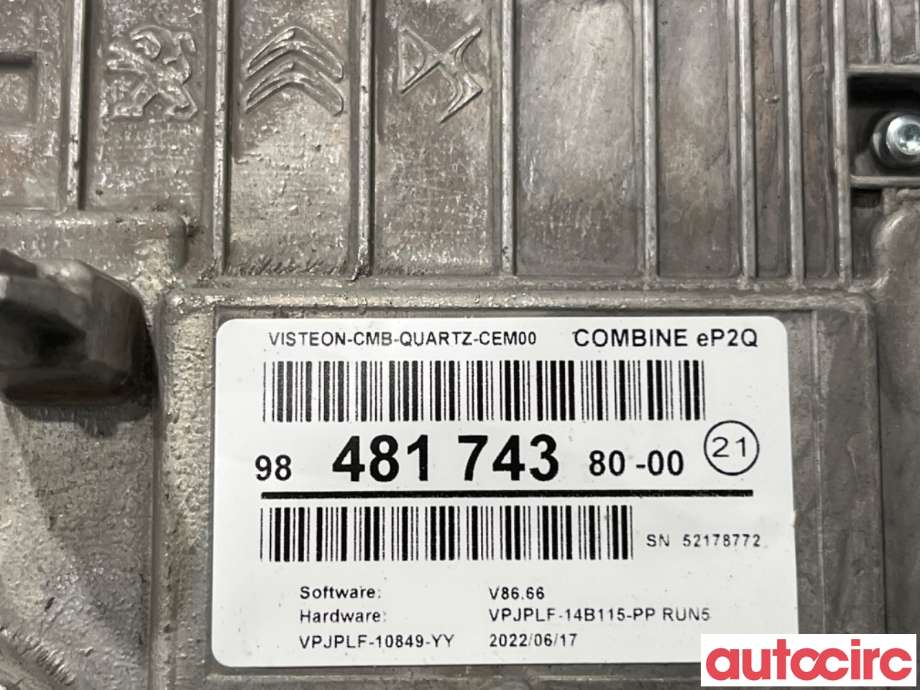 Instrumentpanel til Peugeot 208 2019-->> (Type II)  (PEUGEOT|9842710180|VPJPLF-14B115-PP|9848580480)