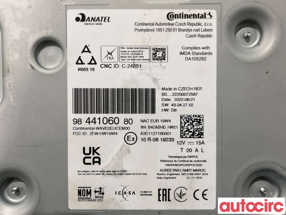 Bilstereo navigasjon til Peugeot 208 2019-->> (Type II)  (PEUGEOT|1690332480|A3C1127160001|9844106080)