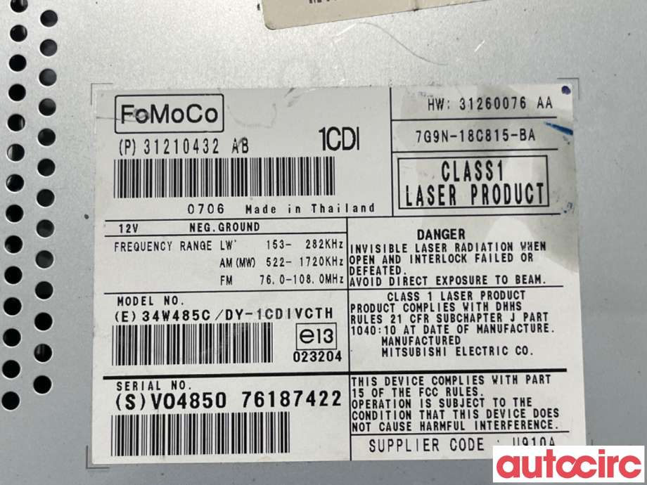 Bilstereo til Volvo XC70 2008-2013 (Type II, Fase 1)  (VOLVO|36050928|DY-1CDIVCTH|31260076)
