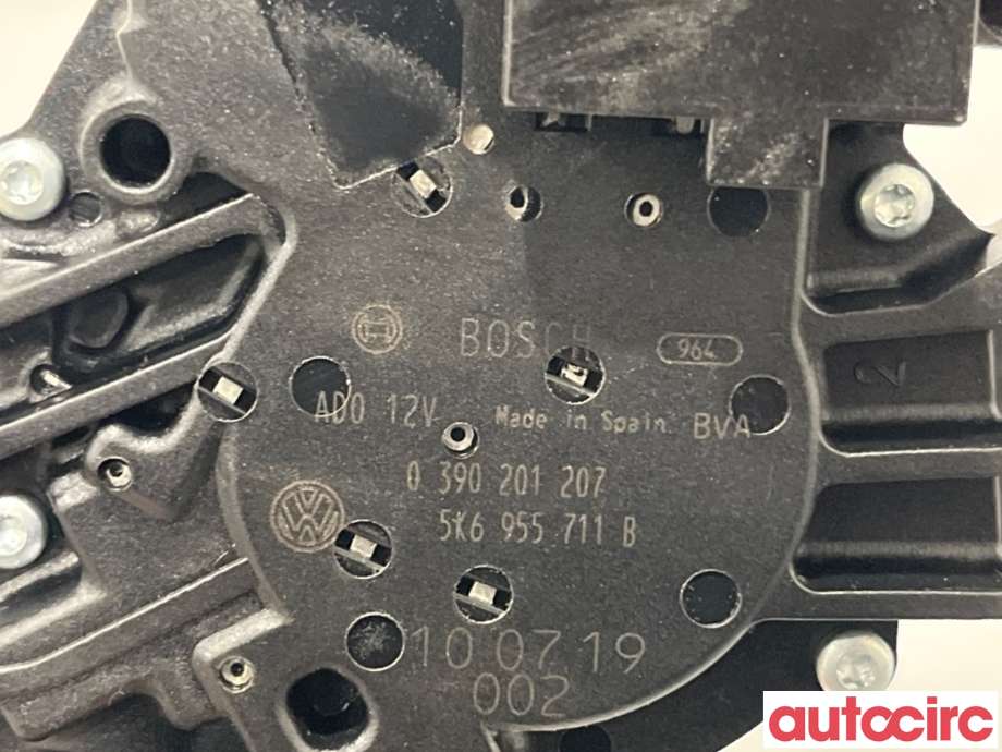 Viskermotor bakrute til VW Touran 2010-2015 (Type I, Fase 3)  (VOLKSWAGEN|5K6955711B|0390201207|5K6955711C)