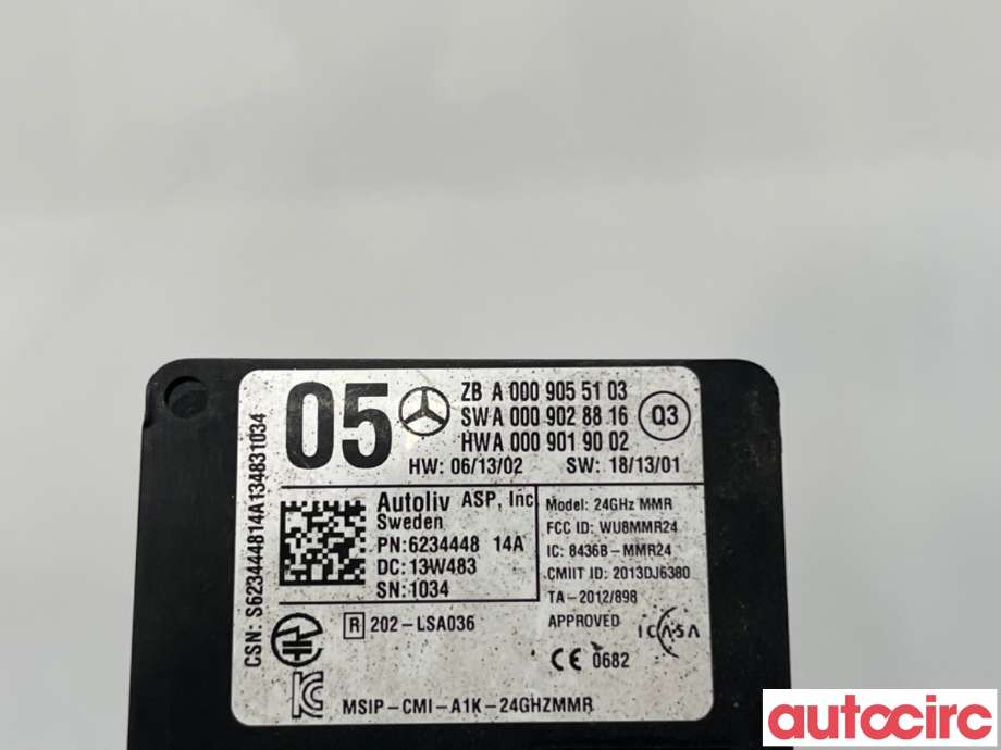 Sensor radar til Mercedes A-Klasse 2012-2018 (W176) (W176) (MERCEDES|A0009055103|)