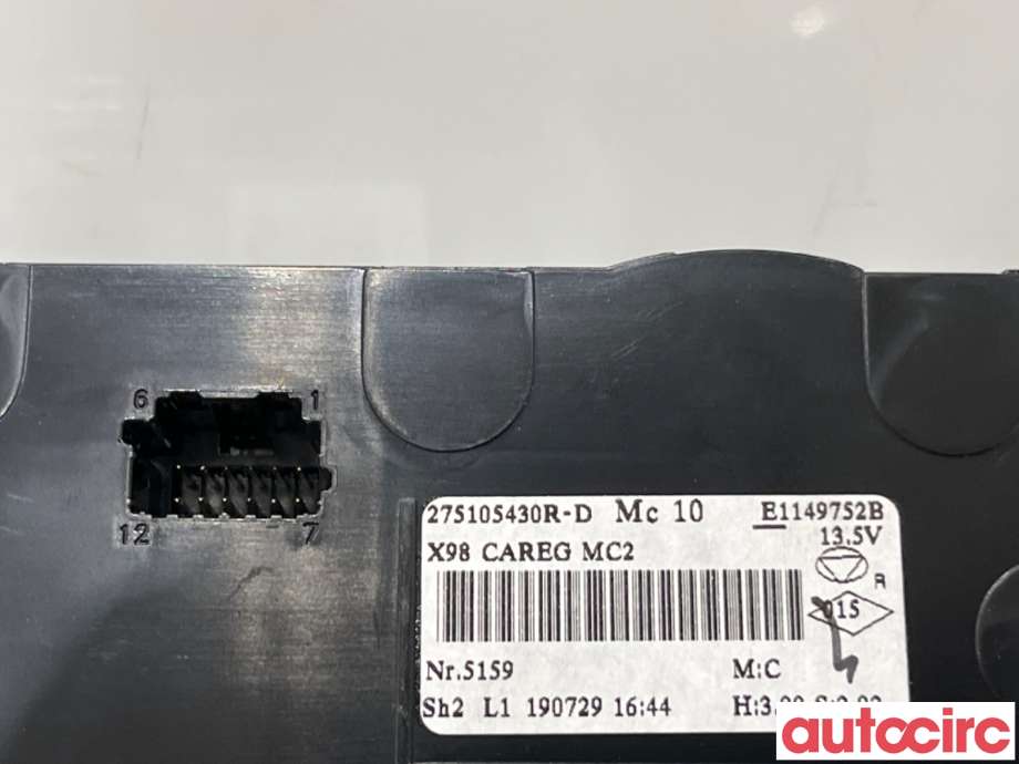 Varmeapparat betjening til Renault Captur 2020-->> (Type II)  (RENAULT|275105430R|E1149725B)