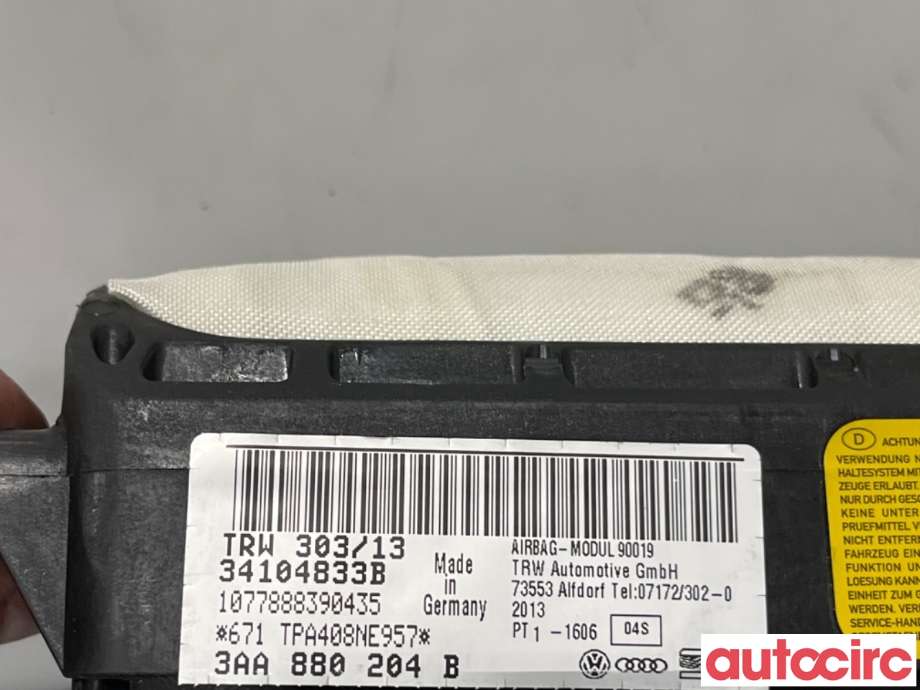 Airbag passasjer til VW Passat 2011-2015 (B7) (B7) (VOLKSWAGEN|3AA880204B|34104833B)