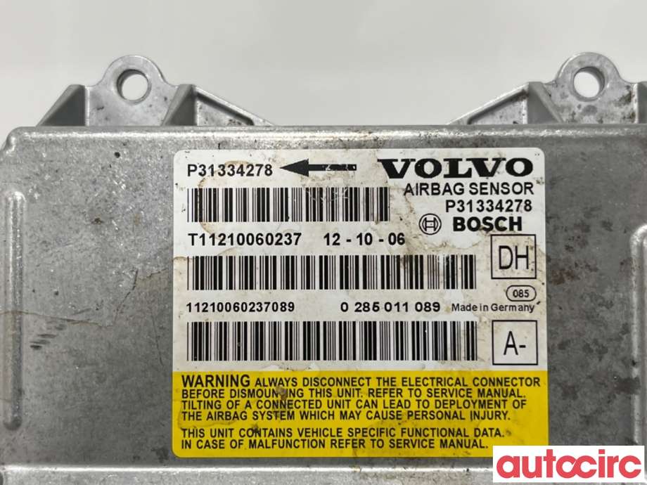 Airbag elektronikk til Volvo XC70 2008-2013 (Type II, Fase 1)  (VOLVO|31387019|0285011089|31334278)