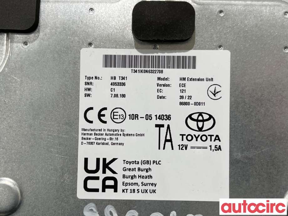 Bilstereo navigasjon til Toyota Yaris 2020-->> (Type IV) (TOYOTA|861400D011|HBT341|86800-0D011)