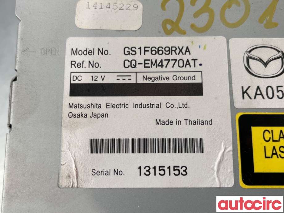 Bilstereo til Mazda 6 2008-2010 (Type II, Fase 1) (MAZDA|GS1F-66-9RXC|CQ-EM4770AT|GS1F669RXA)