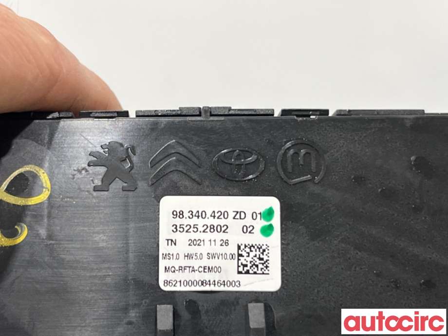 Varmeapparat betjening til Opel Combo E 2019-->>  (PEUGEOT|NO NR|35252802|98340420ZD)