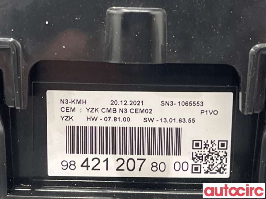 Instrumentpanel til Opel Combo E 2019-->>  (PEUGEOT|NO NR||9842120780)