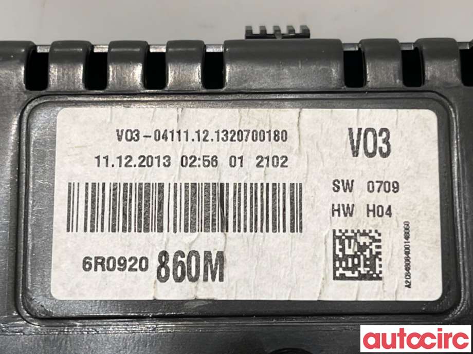 Instrumentpanel til VW Polo 2014-2017 (Type V, Fase 2)  (VOLKSWAGEN|6R0920860MX|A2C84806400|6R0920860M)