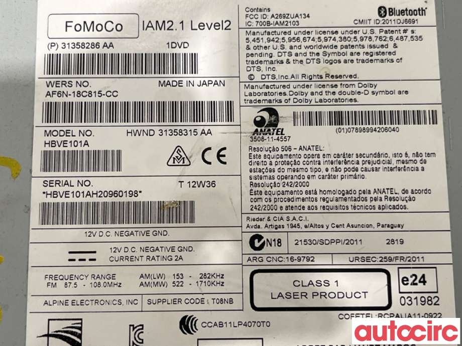 Bilstereo til Volvo V40 2012-2019  (VOLVO|36050581|HBVE101A|31358315)