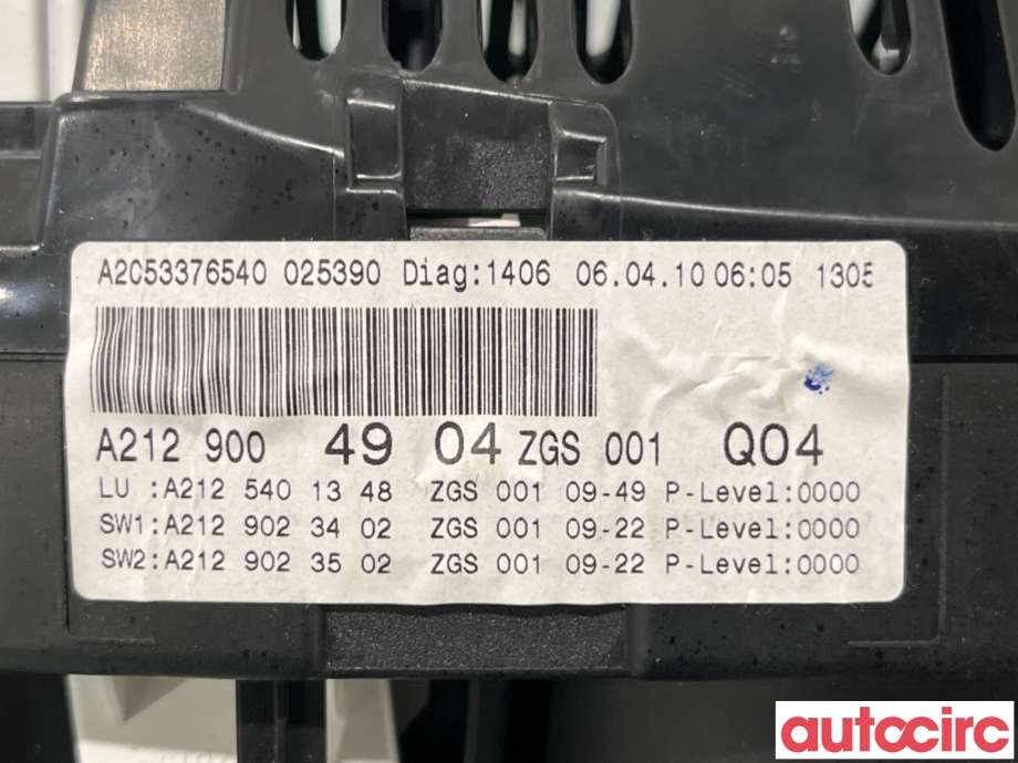 Instrumentpanel til Mercedes E-Klasse 2009-2013 (Fase 1) (W212) (W212) (MERCEDES|A2129004904|A2C53376540)