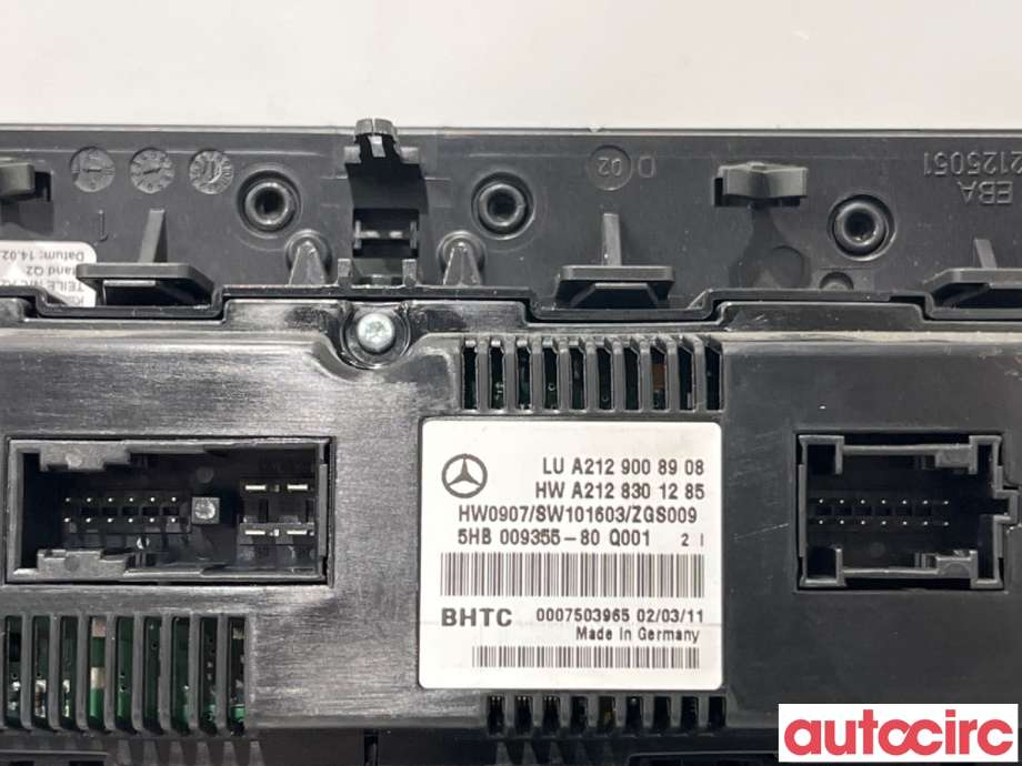 Varmeapparat betjening til Mercedes E-Klasse 2009-2013 (Fase 1) (W212) (W212) (MERCEDES|A2129008908|5HB009355-80|A2129006627)