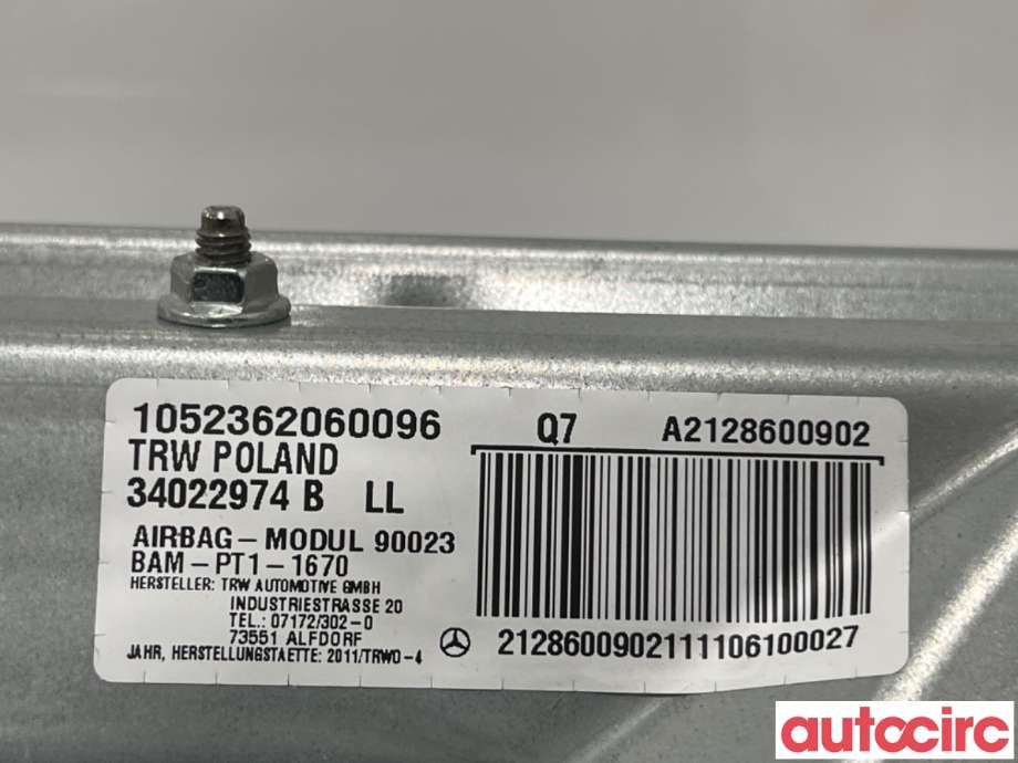Airbag kne til Mercedes E-Klasse 2009-2013 (Fase 1) (W212) (W212) (MERCEDES|A2128600902|34022974B)