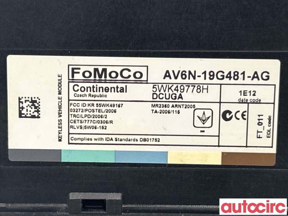 Styreenhet nøkkelfri/keyless til Ford C-Max 2010-2015 (Type II, Fase 1)  (FORD|1829420|AV6N-19G481-AG)