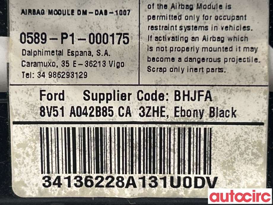 Airbag rattpute til Ford B-Max 2012-2017 (FORD|1900803)