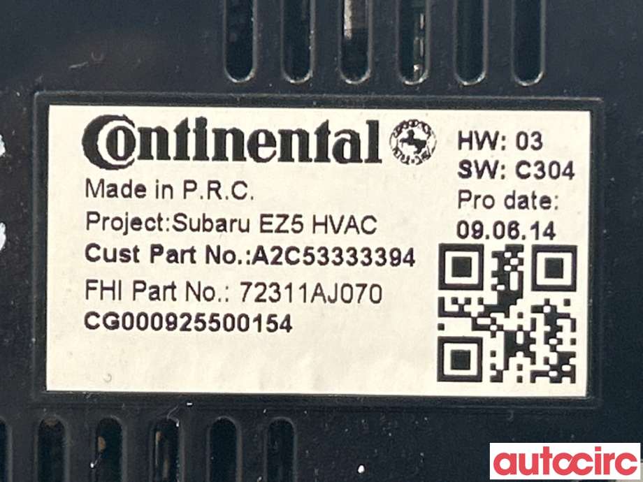 Varmeapparat betjening til Subaru Legacy 2009-2015  (SUBARU|72311AJ070)