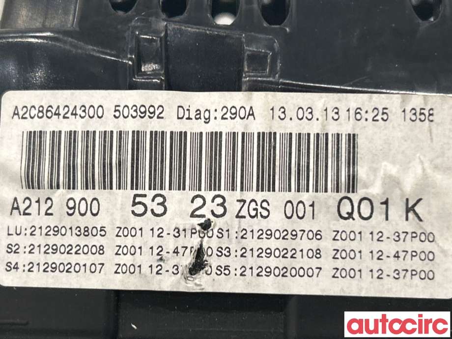 Instrumentpanel til Mercedes E-Klasse 2013-2016 (Fase 2) (W212) (W212) (MERCEDES|A2129005323|A2129000825)