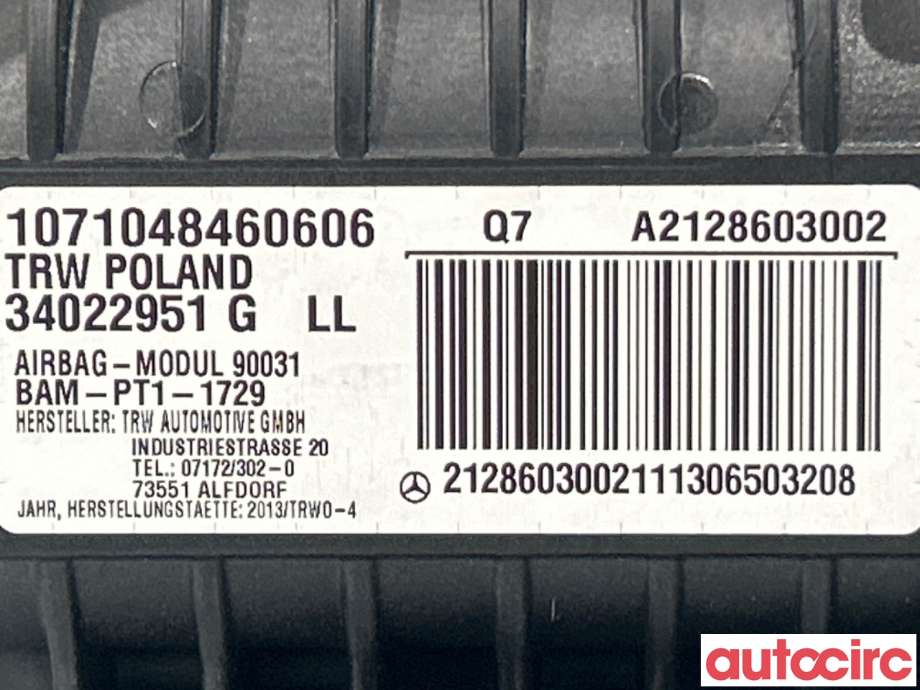 Airbag passasjer til Mercedes E-Klasse 2013-2016 (Fase 2) (W212) (W212) (MERCEDES|A2128603002)