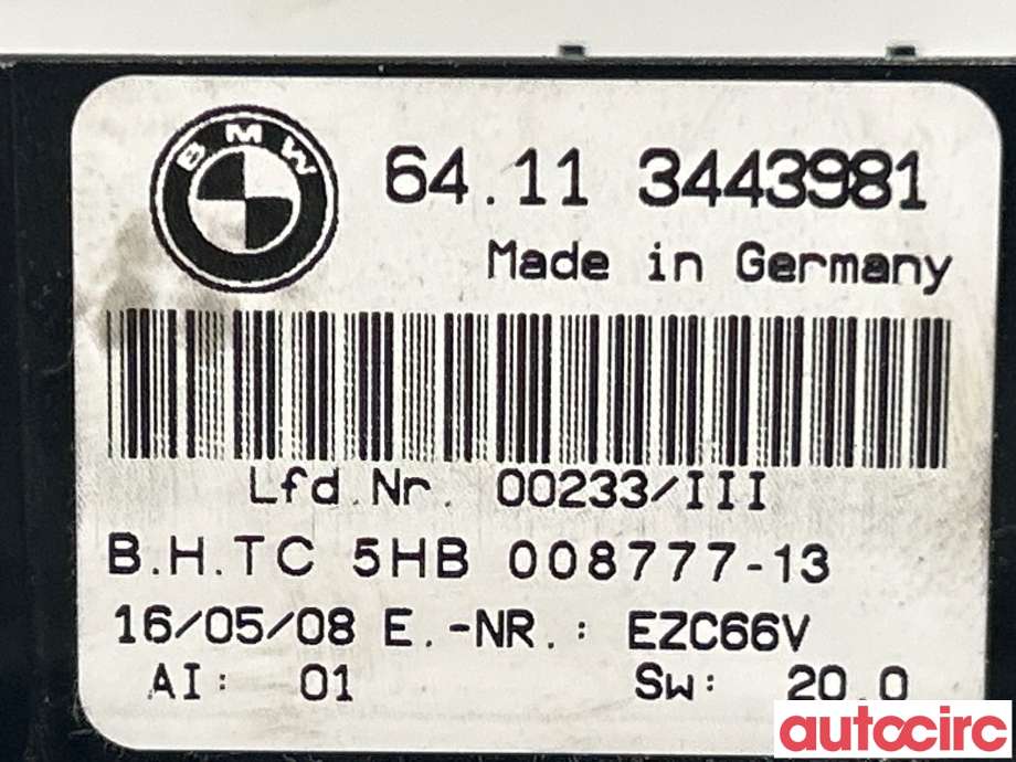 Varmeapparat betjening til BMW X3 2007-2010 (Fase 2) (E83) (E83) (BMW|64113443981)