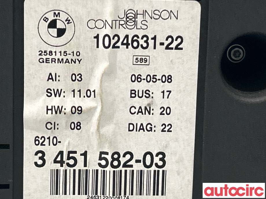 Instrumentpanel til BMW X3 2007-2010 (Fase 2) (E83) (E83) (BMW|62103451582)