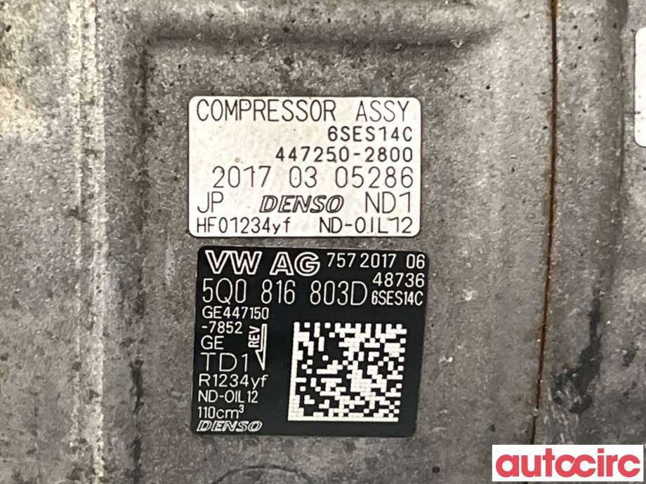 Aircondition kompressor til Škoda Superb 2015-->> (Type III)  (SKODA|5Q0816803D|447150-7852)