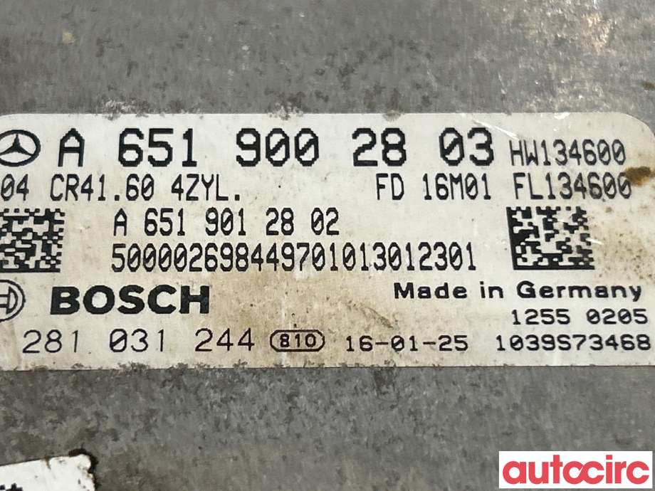 Styreenhet motor til Mercedes Vito 2014-->> (W447) (W447) (MERCEDES|A6519002803|0281031244)