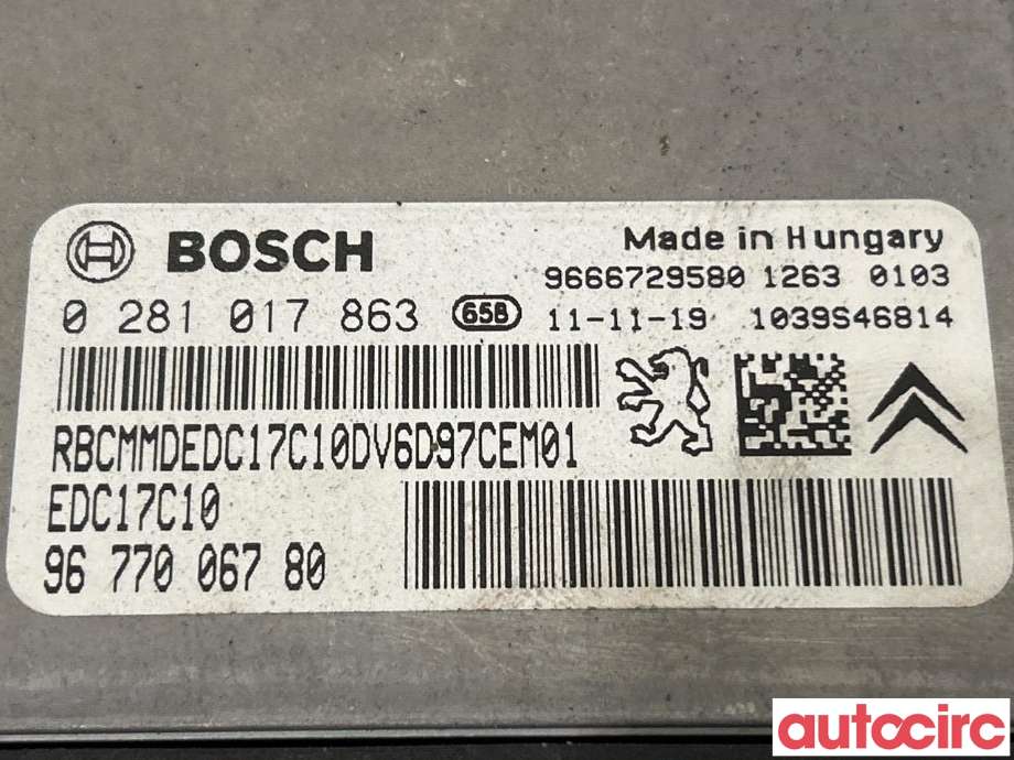 Styreenhet motor til Citroën Berlingo 2008-2015 (Type II, Fase 1)  (CITROEN|1606870780|0281017863|9677006780)
