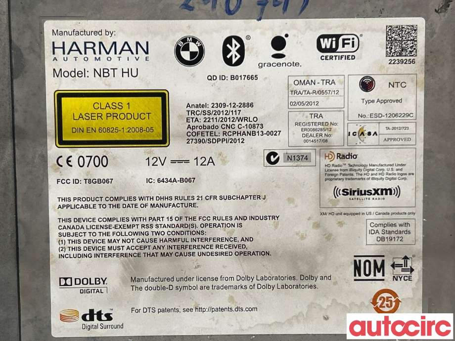 Bilstereo til BMW 5-Serie 2010-2017 (F10/F11) (F10/F11) (BMW|65126826790)