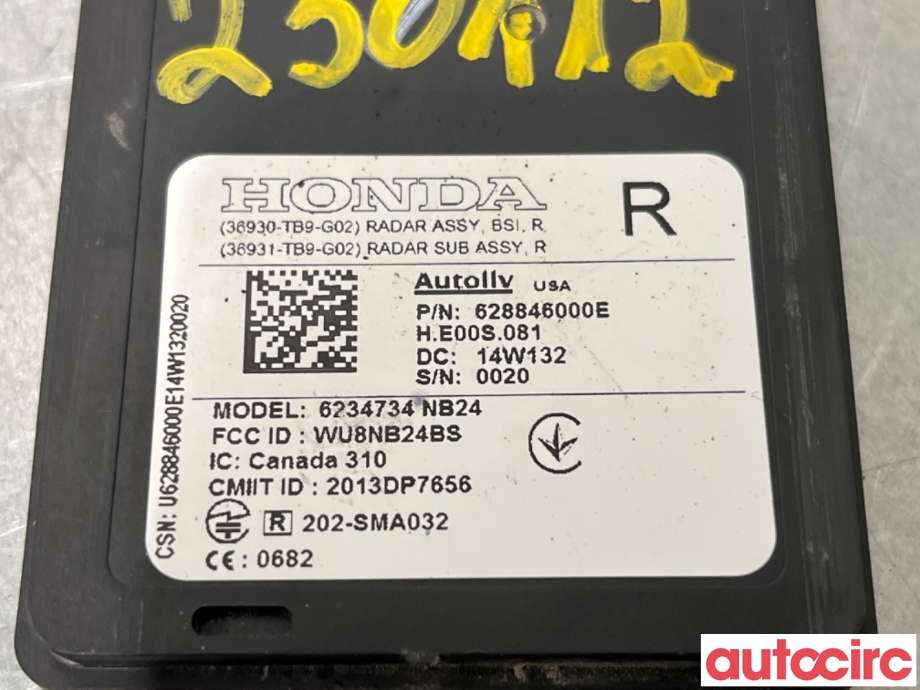 Sensor radar til Honda Civic 2012-2015 (Type IX, Fase 1)  (HONDA|36931-TB9-G02|6234734)