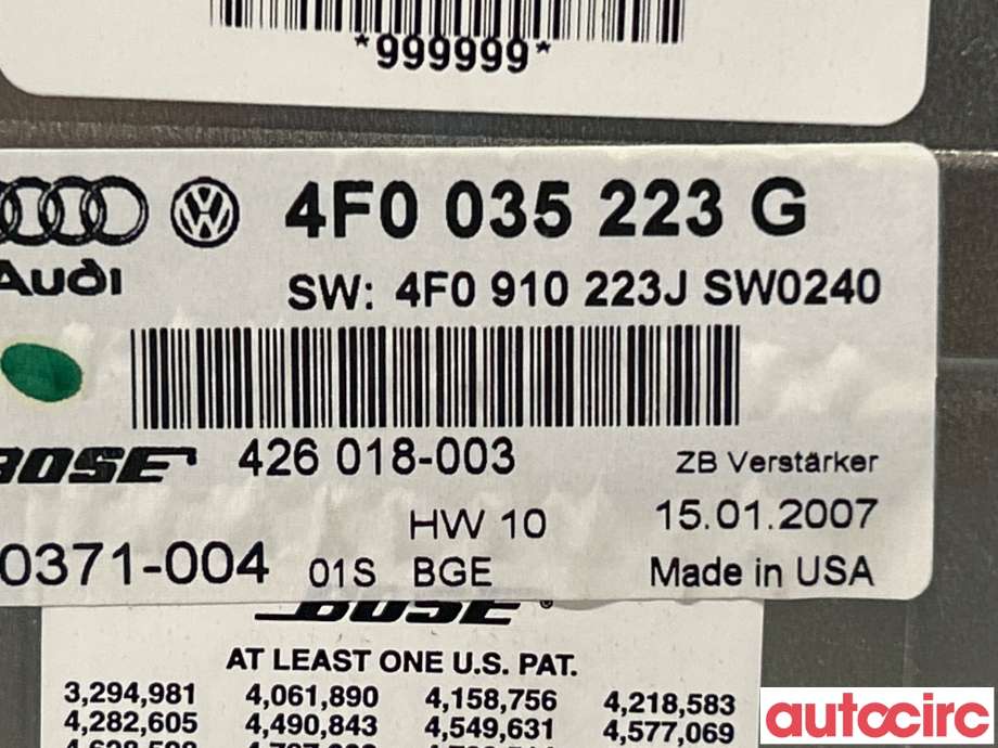 Bilstereo forsterker til Audi A6 2005-2008 (Type III, Fase 1) (C6) (C6) (AUDI|4F0035223G)