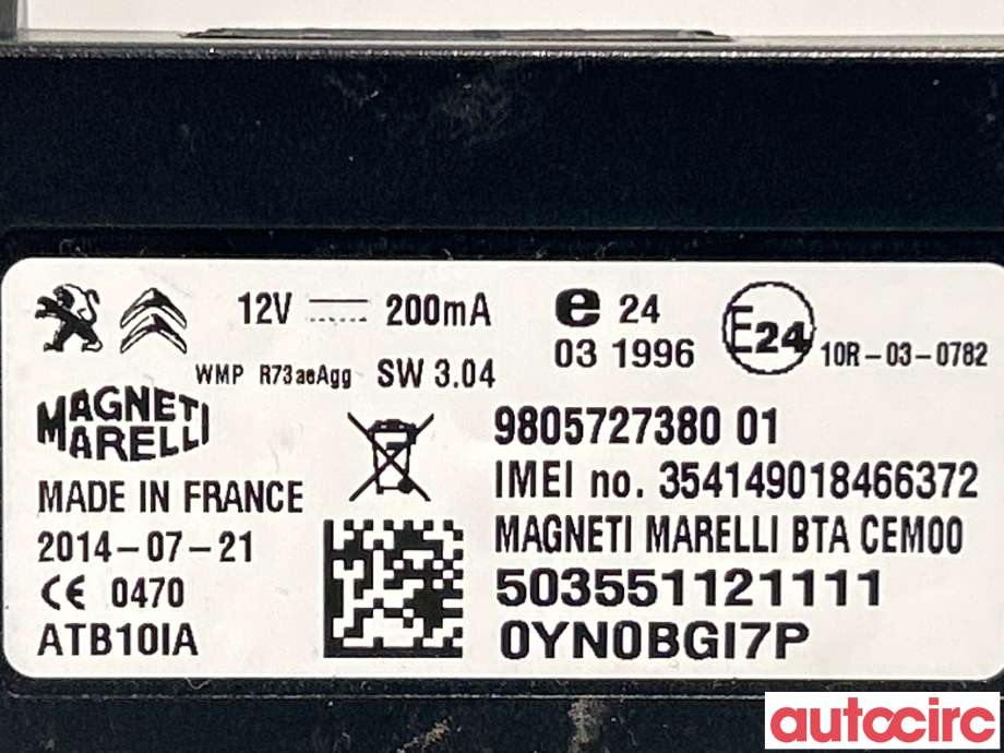 Styreenhet bluetooth til Peugeot 508 2014-2018 (Type I, Fase 2) (PEUGEOT|9805727380)