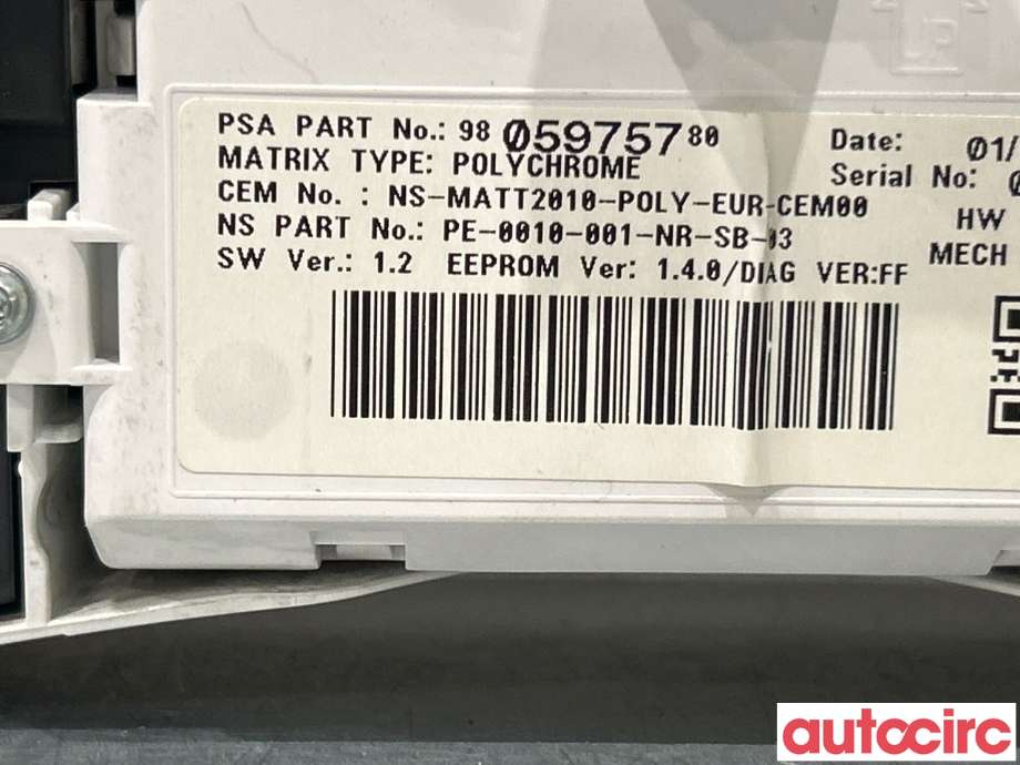 Instrumentpanel til Peugeot 508 2014-2018 (Type I, Fase 2)  (PEUGEOT|9807158780)