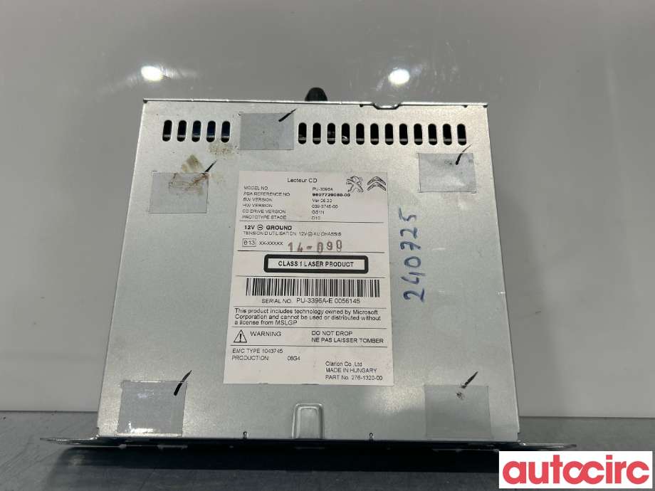Bilstereo CD-veksler til Peugeot 508 2014-2018 (Type I, Fase 2)  (PEUGEOT|1612522880|1629117780)