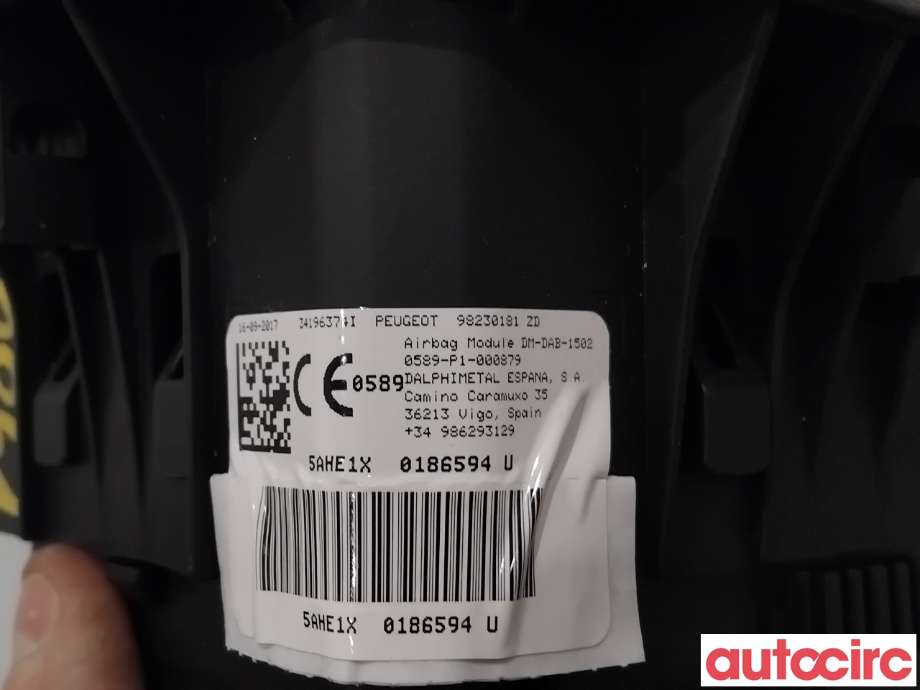 Airbag rattpute til Peugeot 5008 2017-->> (Type II)  (PEUGEOT|98230181ZD|)
