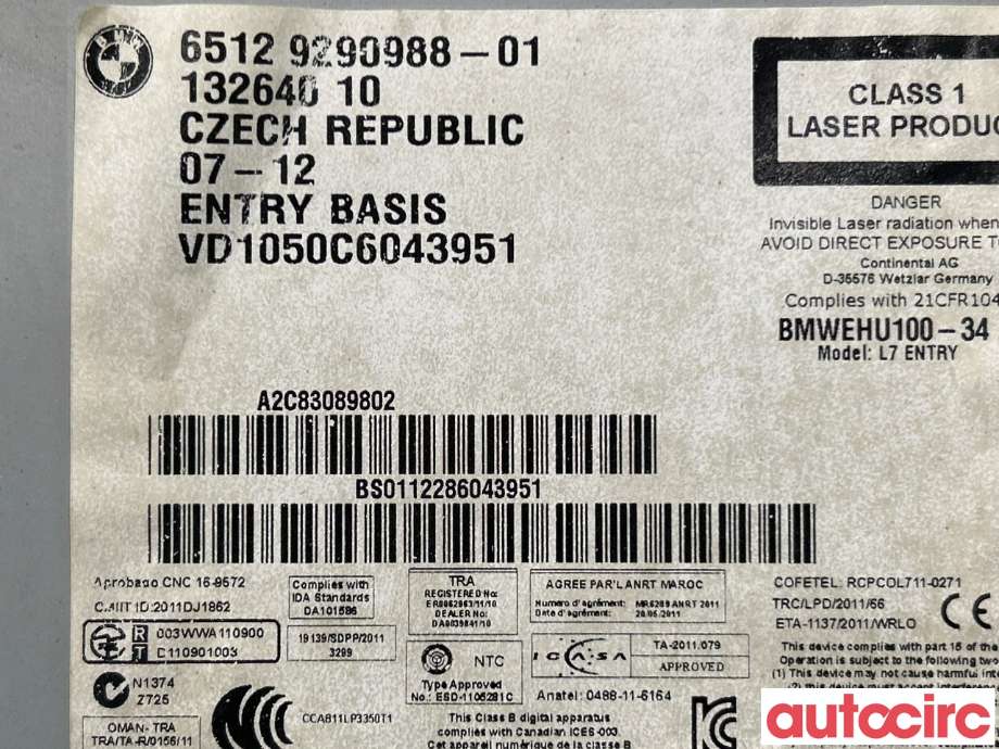 Bilstereo til BMW 3-Serie 2012-2018 (F30/F31/F34) (F30/F31/F34) (BMW|65129292320|)
