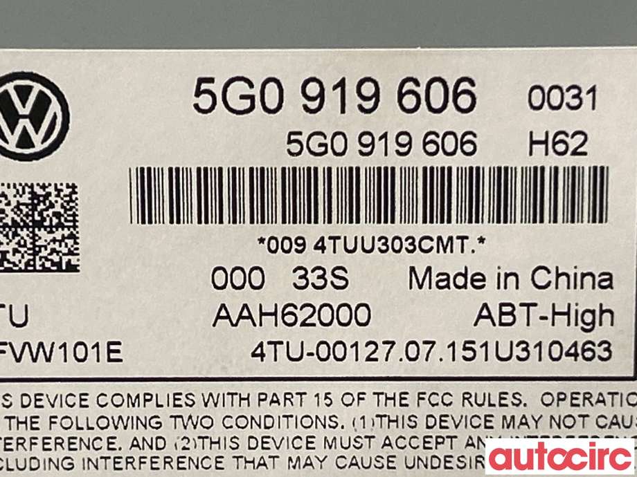 Instrument kjørecomputer til VW Passat 2015-2019 (Fase 1) (B8) (B8) (VOLKSWAGEN|5G0919606|QFVW101E)