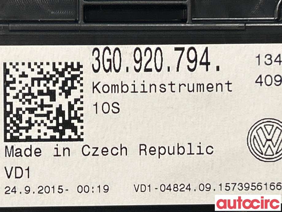 Instrumentpanel til VW Passat 2015-2019 (Fase 1) (B8) (B8) (VOLKSWAGEN|3G0920794)