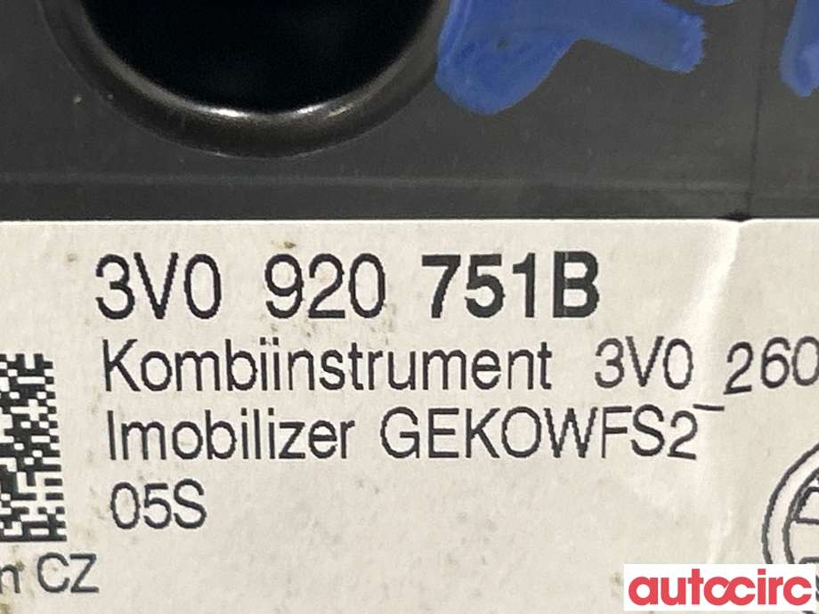 Instrumentpanel til Škoda Superb 2015-->> (Type III)  (SKODA|3V0920751B)